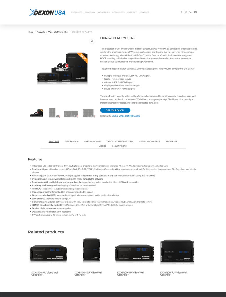 Dexon USA ecommerce website, product page