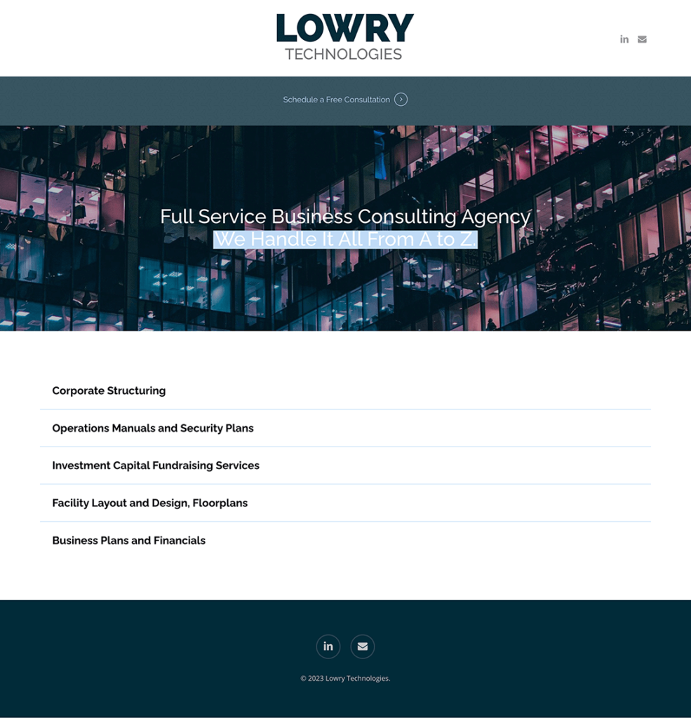 Lowry Technologies, small business website