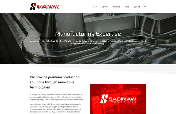 Saginaw Industries websiteSaginaw Industries website